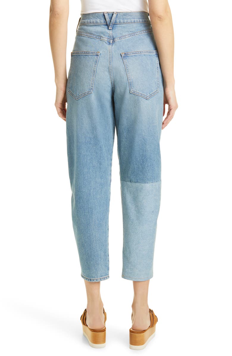 Veronica Beard Charlie Colorblock Crop Barrel Jeans, Alternate, color,