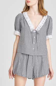 WAYF x Styled by COCO! Maggie Eyelet Detail Seersucker Top