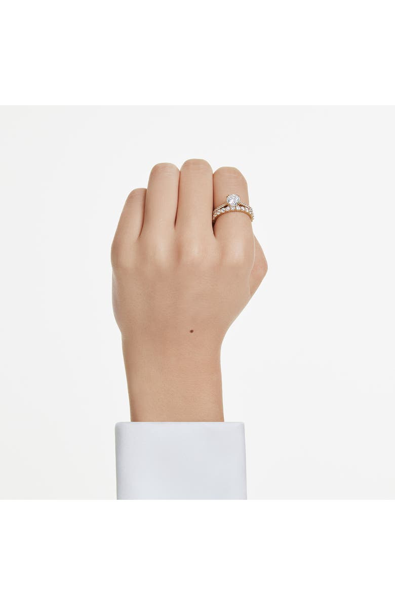 Swarovski Stilla Set of 2 Crystal Solitaire & Band Rings, Alternate, color, White/ Gold