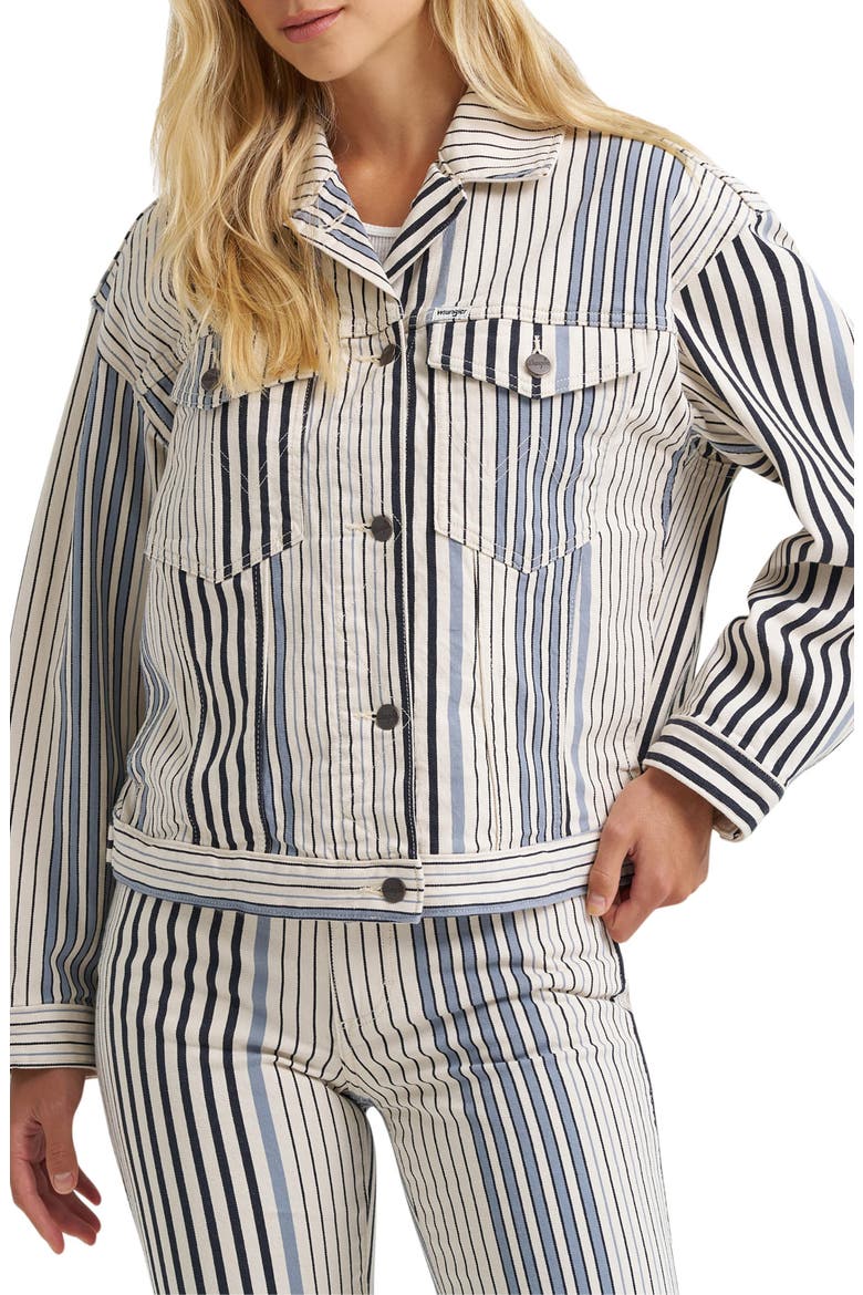 Stripe Denim Trucker Jacket, Main, color, MULTI BLUE STRIPE