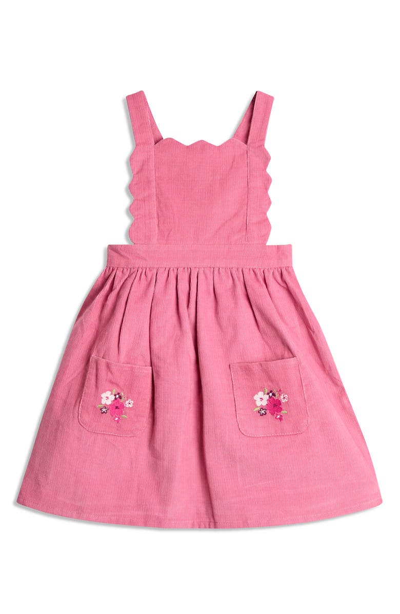 JOJO MAMAN BEBE Embroidered Cotton Shirt & Corduroy Pinafore Dress Set, Alternate, color, Rose