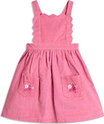 Embroidered Cotton Shirt & Corduroy Pinafore Dress Set