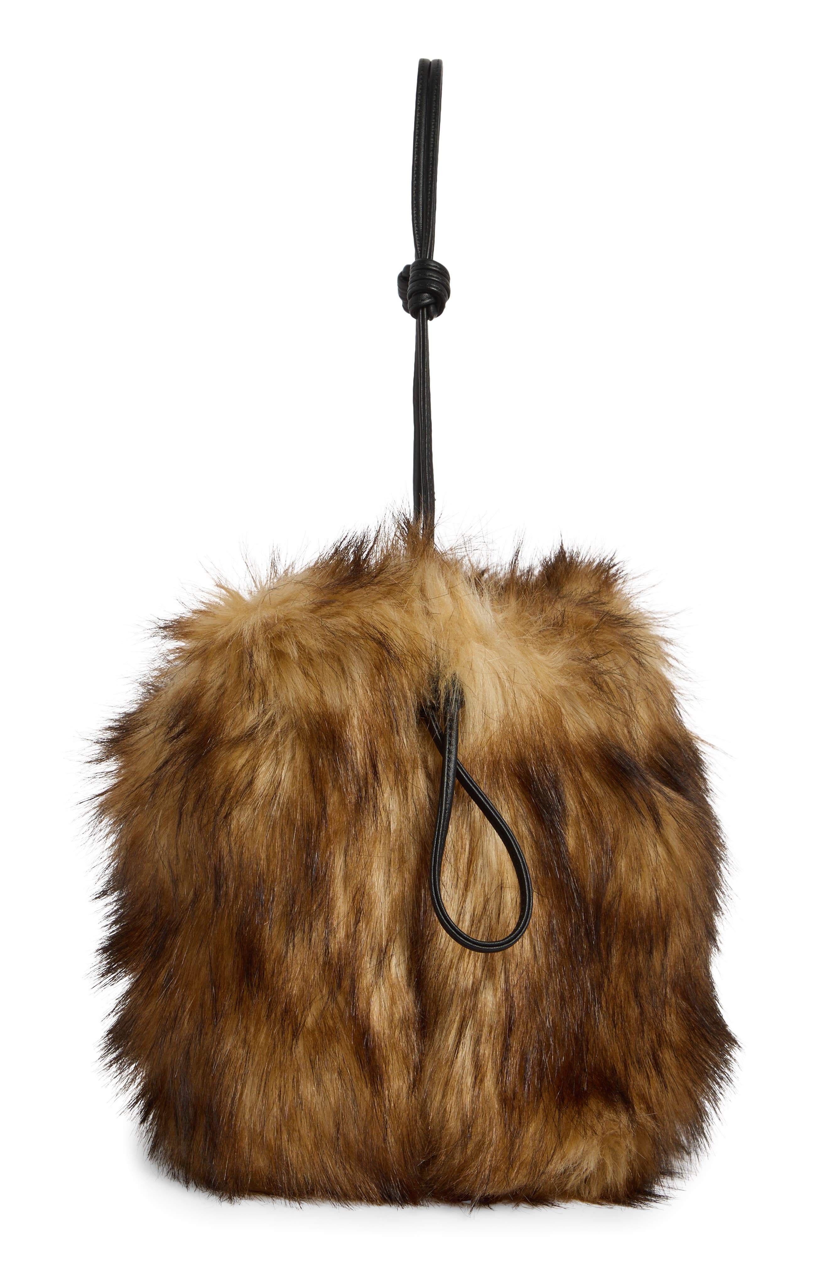 Arlo Faux Fur Bag, Alternate, color, BROWN