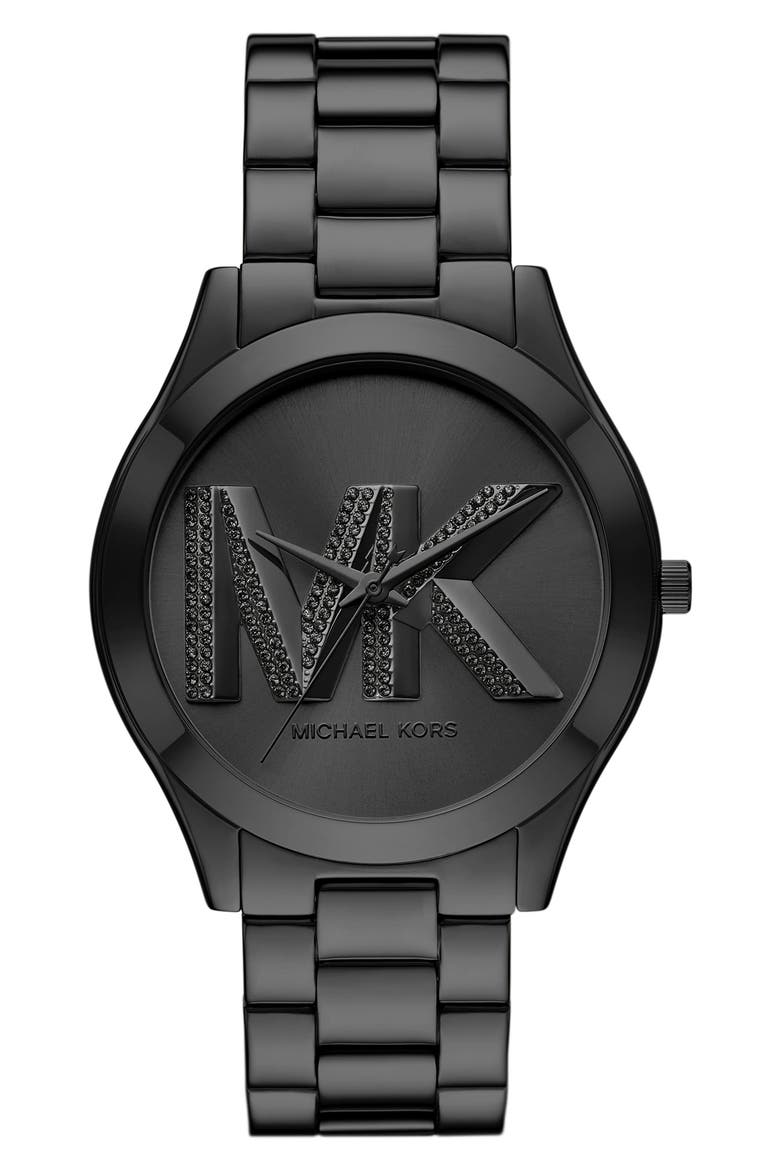 Slim Runway Bracelet Watch, 42mm, Main, color, BLACK