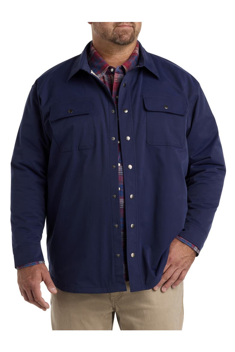 Big & Tall Flannel-Lined Shirt Jacket, Main, color, EVENING BLUE