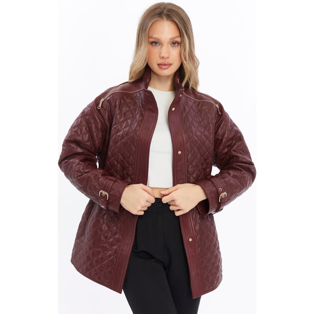 Furniq Uk Nora Leather Coat In Brown
