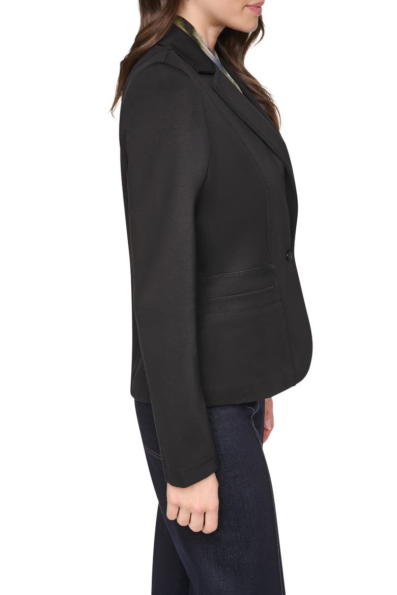 Soho Ponte One Button Blazer, Alternate, color, BLACK