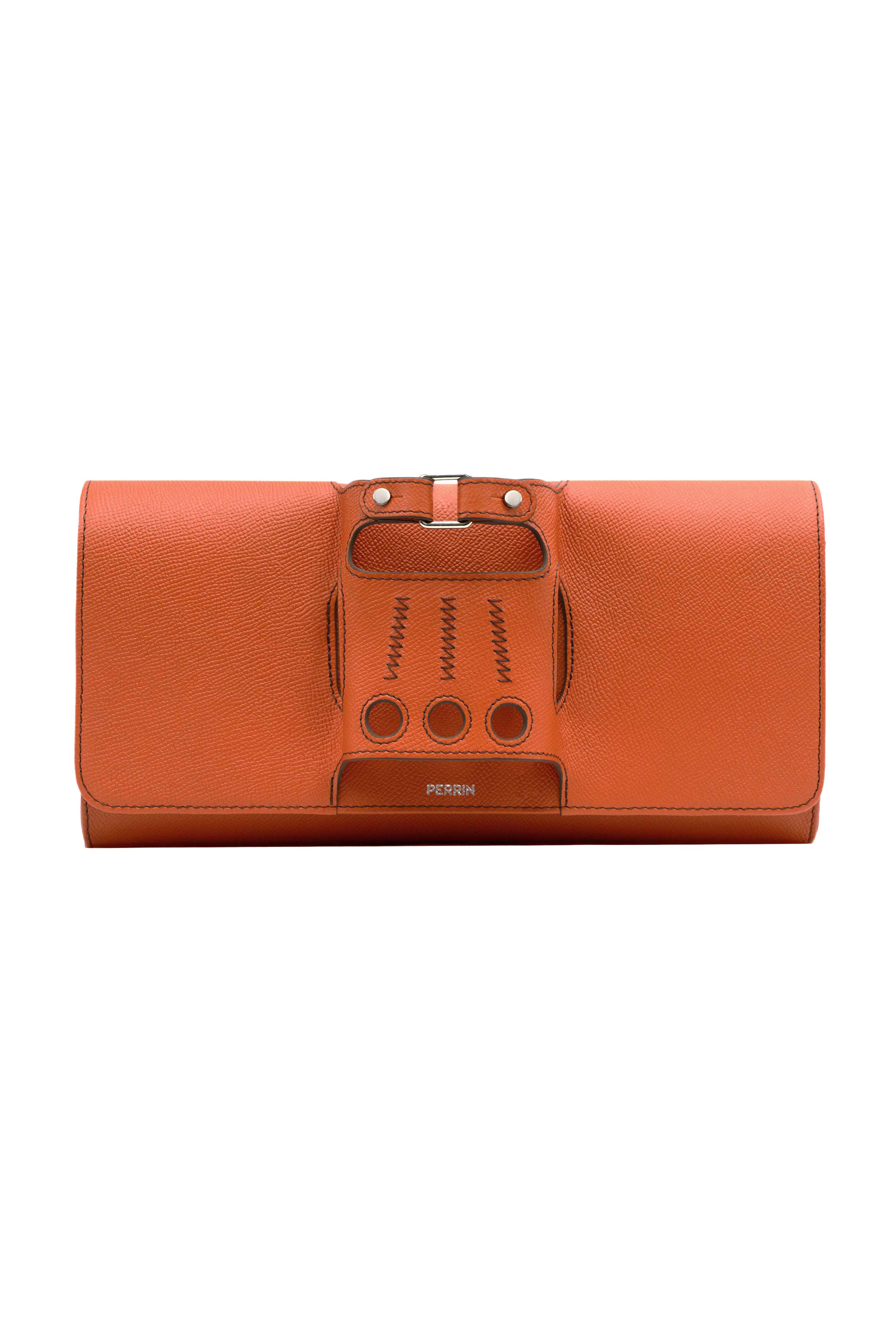 PERRIN PARIS Le Cabriolet Clutch Flame, Main, color, Flamme / Espresso
