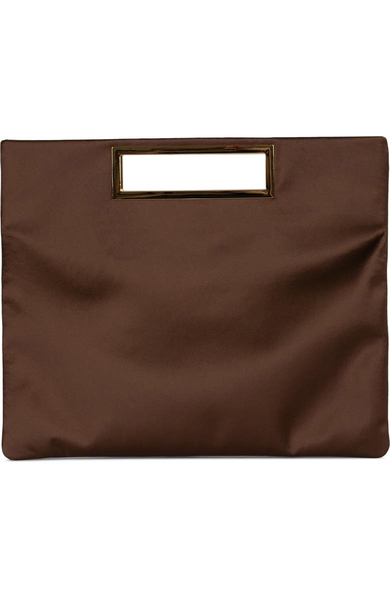 Jeffrey Campbell To-Go Satin Clutch, Main, color, Brown Satin