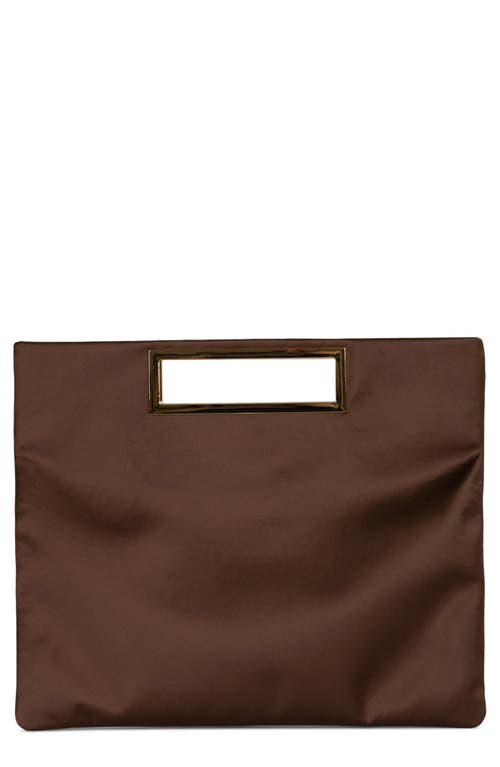 Jeffrey Campbell To-go Satin Clutch In Brown Satin