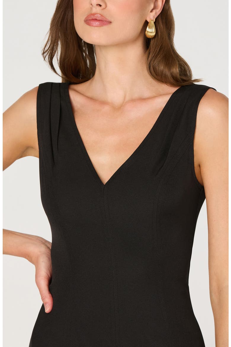 V-Neck Midi Dress, Alternate, color, BLACK