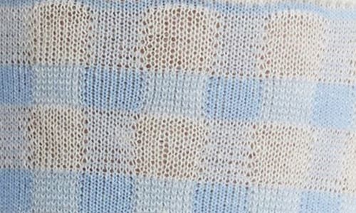Casa Clara Maya Cotton Blend Crew Socks In Blue Gingham