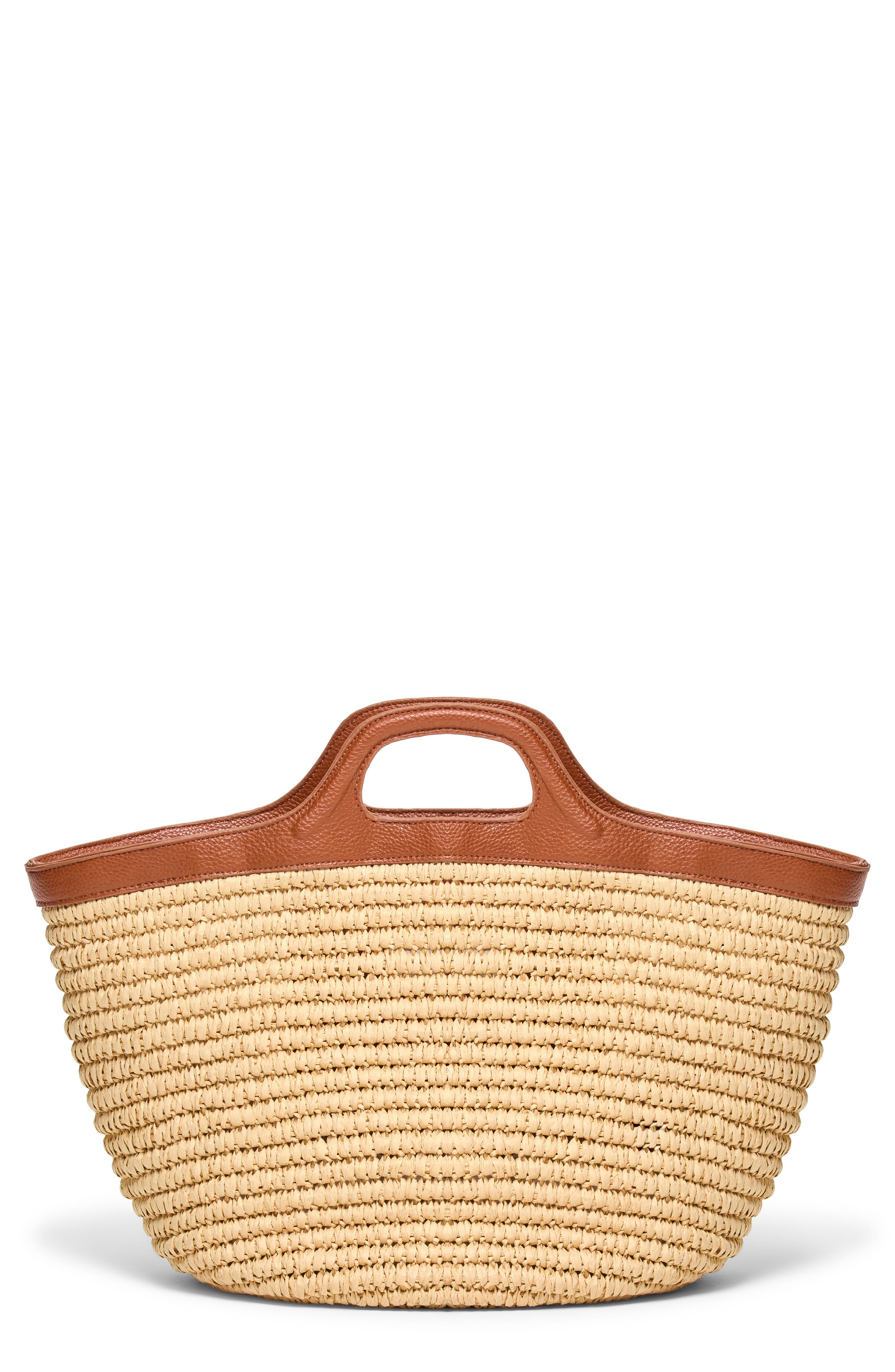 Cruz Raffia & Leather Tote, Main, color, NATURAL