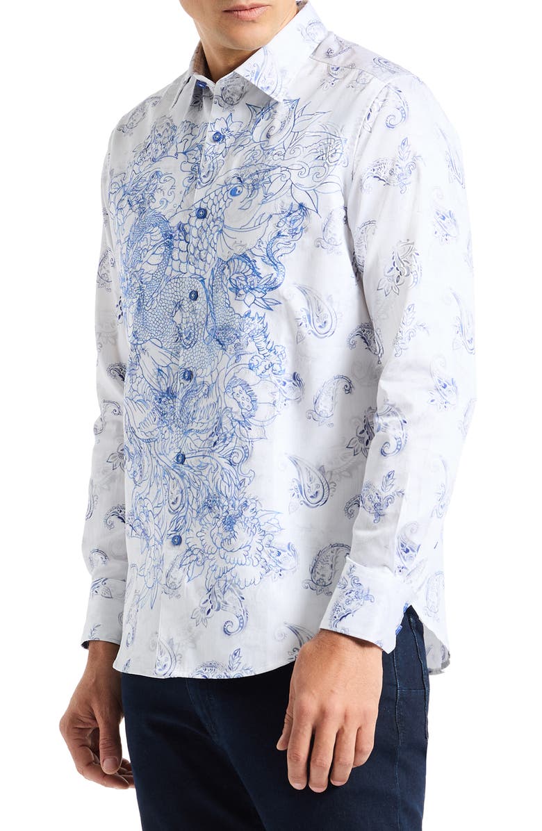 Robert Graham Ramsey Long Sleeve Button-Up Shirt, Alternate, color, White/ Blue