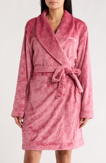 Calvin Klein Debossed Fluffy Robe In Multi