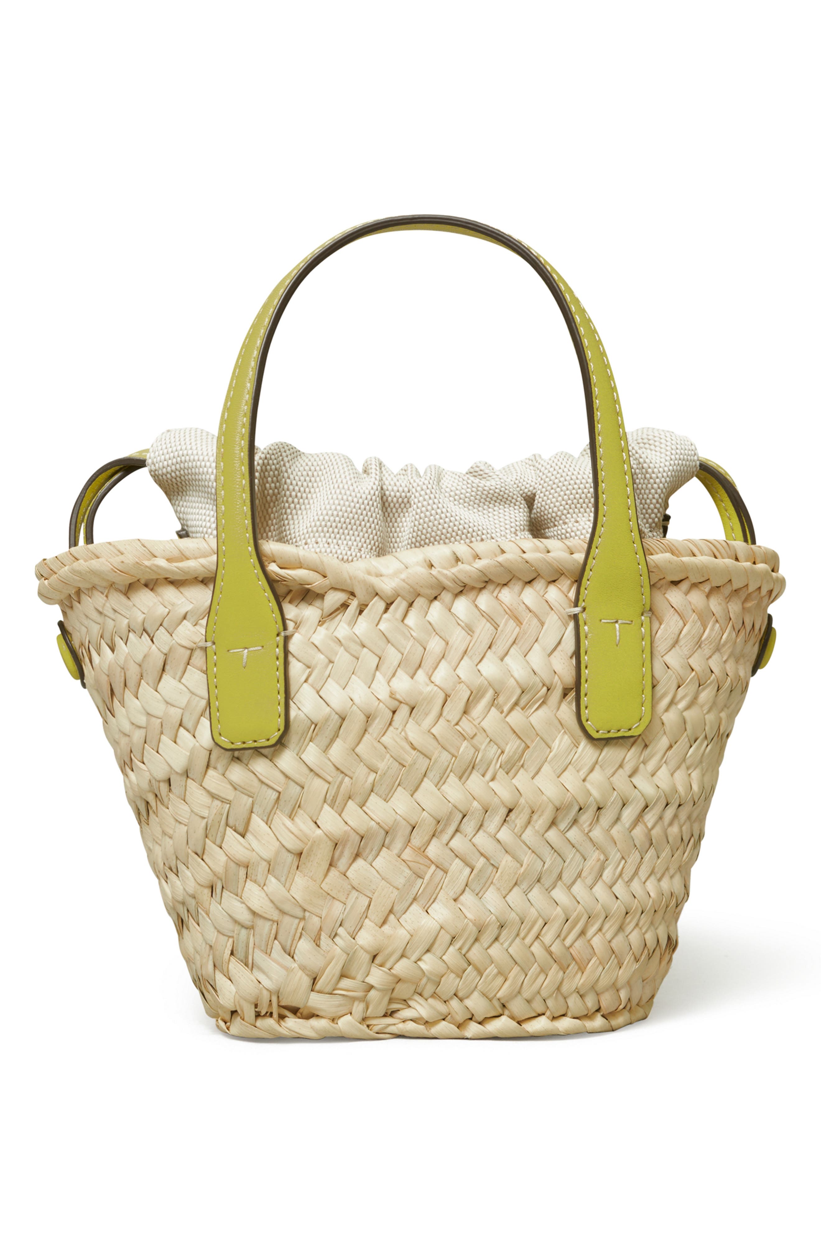 Ella Mini Straw Basket Bag, Alternate, color, NATURAL / GREEN CITRINE