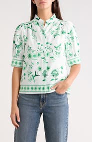 CeCe Floral Button-Up Top