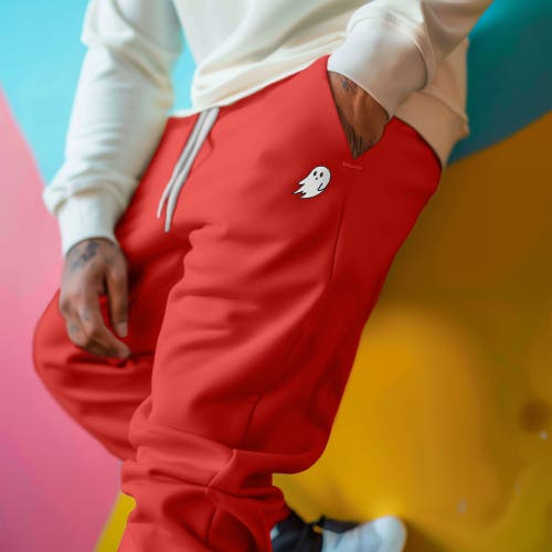Dalix Mens Ghost Fleece Jogger Sweatpants In Red