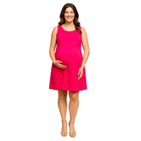 Maternity Solid Color Sleeveless Mini Shift Dress
