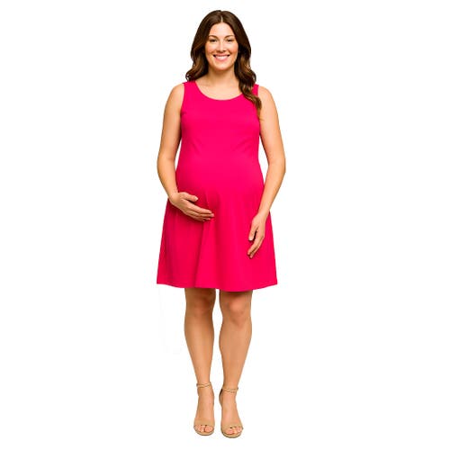 24seven Comfort Apparel Maternity Solid Color Sleeveless Mini Shift Dress In Pink