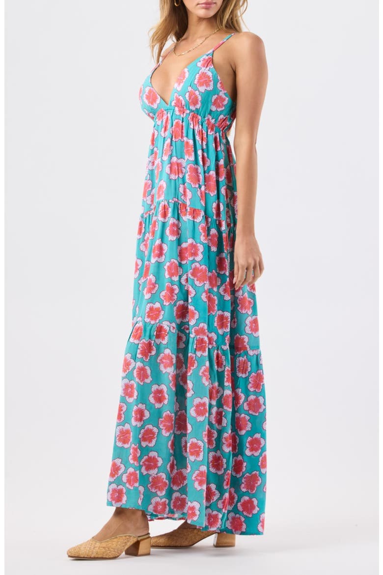 Micah Floral Maxi Dress, Alternate, color, LANAI FLORAL AQUAMARINE