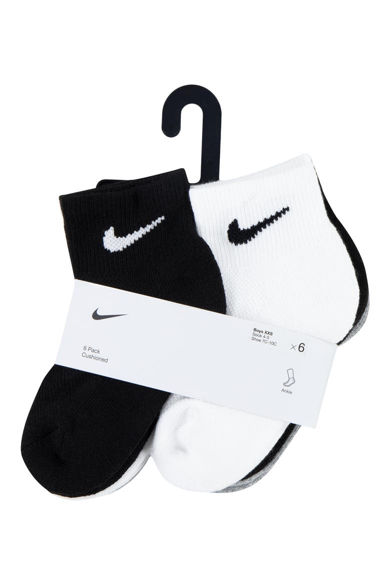 Kids' Swoosh Cushioned Ankle Socks, Alternate, color, WHITE D/ G HEATHER