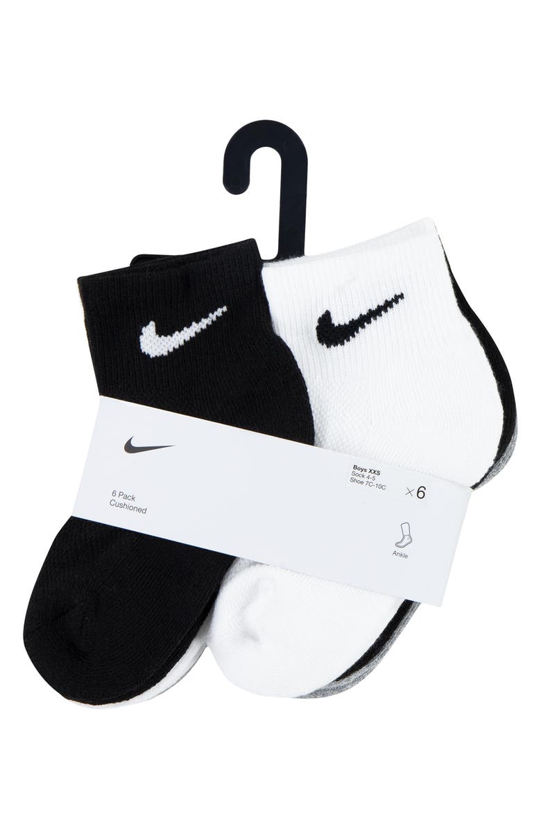 Nike Kids' Swoosh Cushioned Ankle Socks, Alternate, color, White D/ G Heather