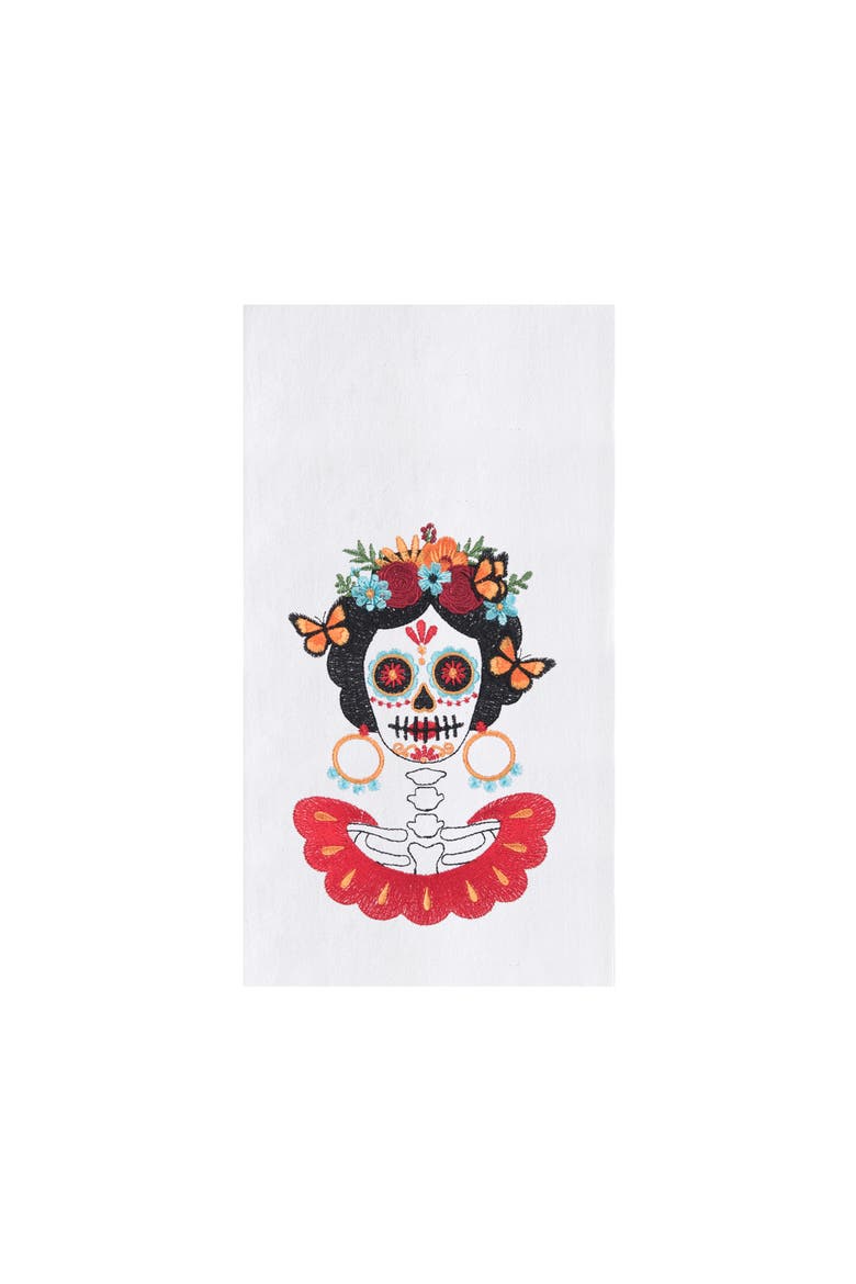 La Catrina 100% Cotton Flour Sack Dishtowel, Main, color, White