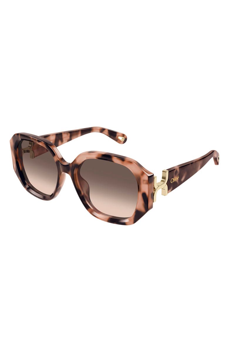 Chloé 56mm Square Sunglasses, Alternate, color, Havana