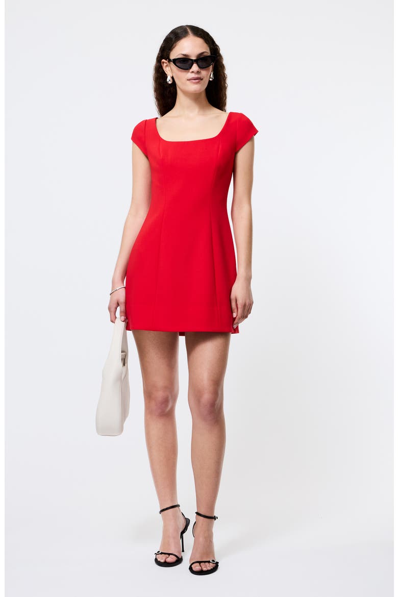 Azra Cap Sleeve Twill Minidress, Alternate, color, MARS RED