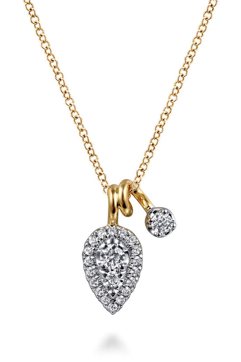Bujukan Double Diamond Pendant Necklace, Main, color, TWO TONE