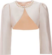 Tulleen Cropped Satin Cardigan