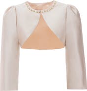 Tulleen Cropped Satin Cardigan