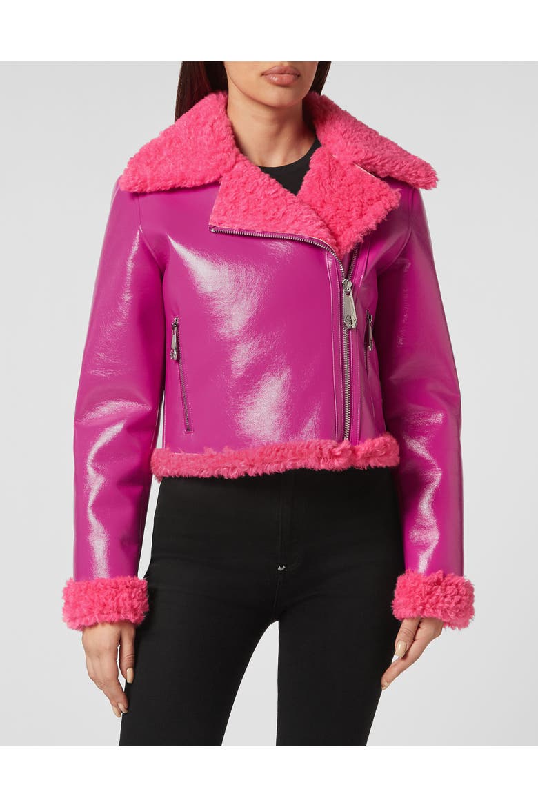 Biker Jacket Skull&Bones Women, Main, color, Fuxia