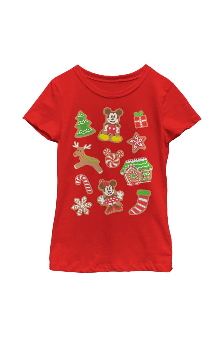 Girls' Christmas Gingerbread Cookies Collage Graphic T-Shirt, Main, color, Red