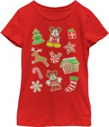 Mickey & Friends Girls' Christmas Gingerbread Cookies Collage Graphic T-Shirt