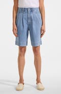 Lands' End Soft Denim High Rise 7" Pleated Trouser Shorts