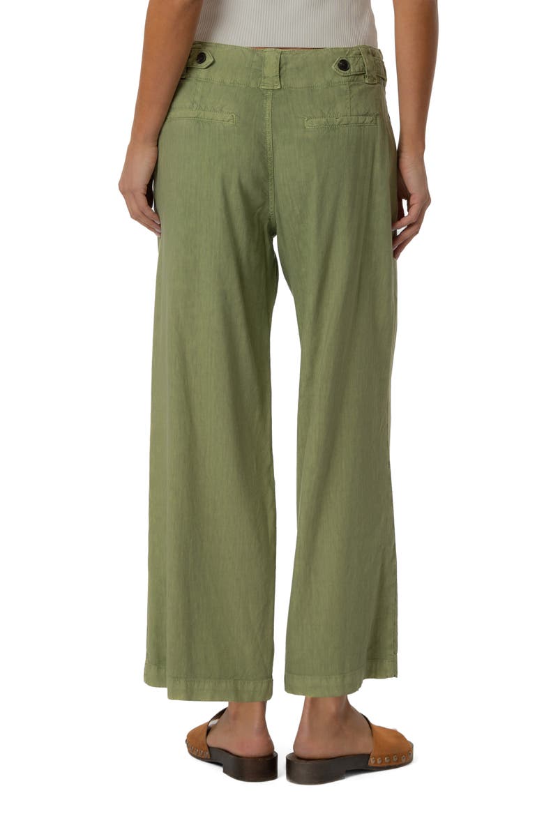 Kate Drawstring Linen Blend Crop Wide Leg Jeans, Alternate, color, CELERY