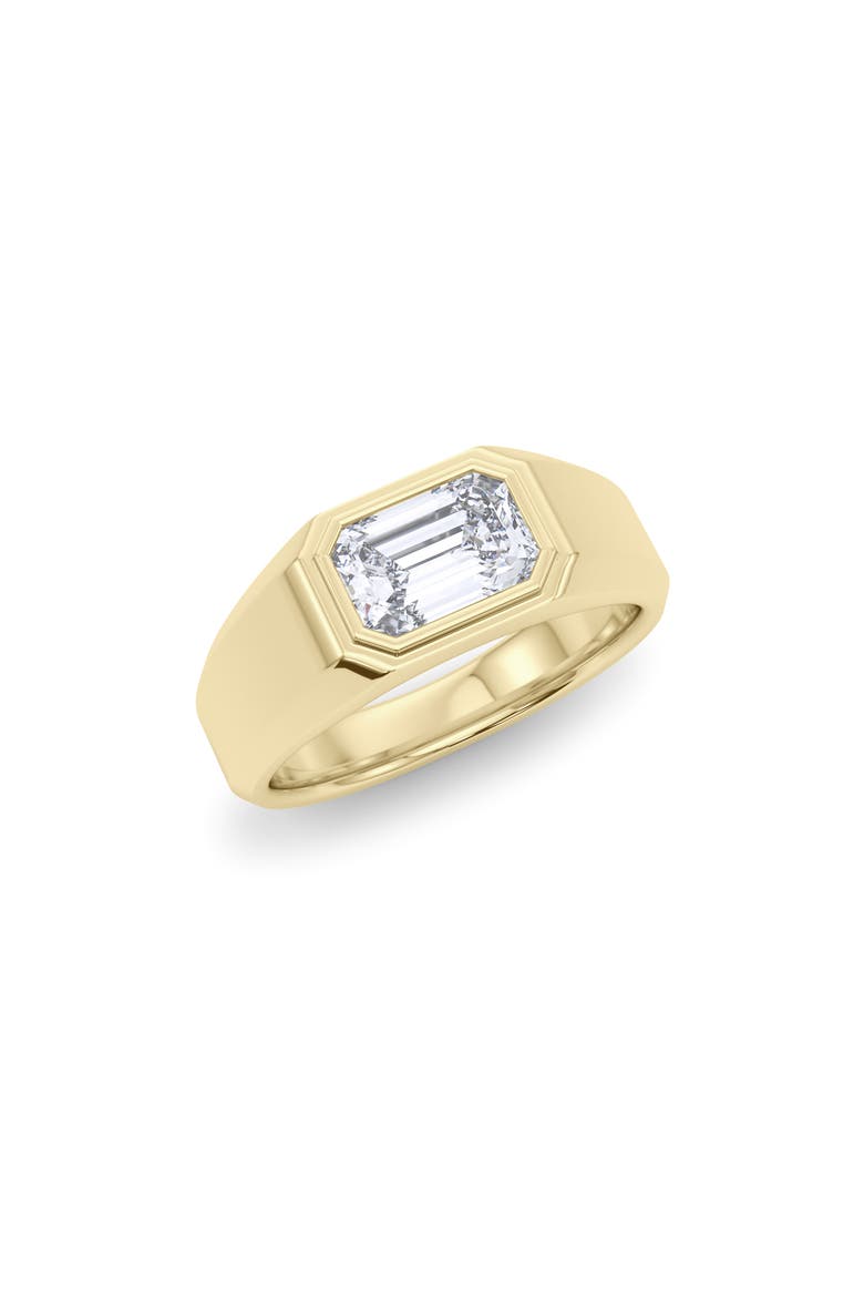Men's Emerald-Cut Lab Grown Diamond Signet Ring, Main, color, 18K YELLOW GOLD