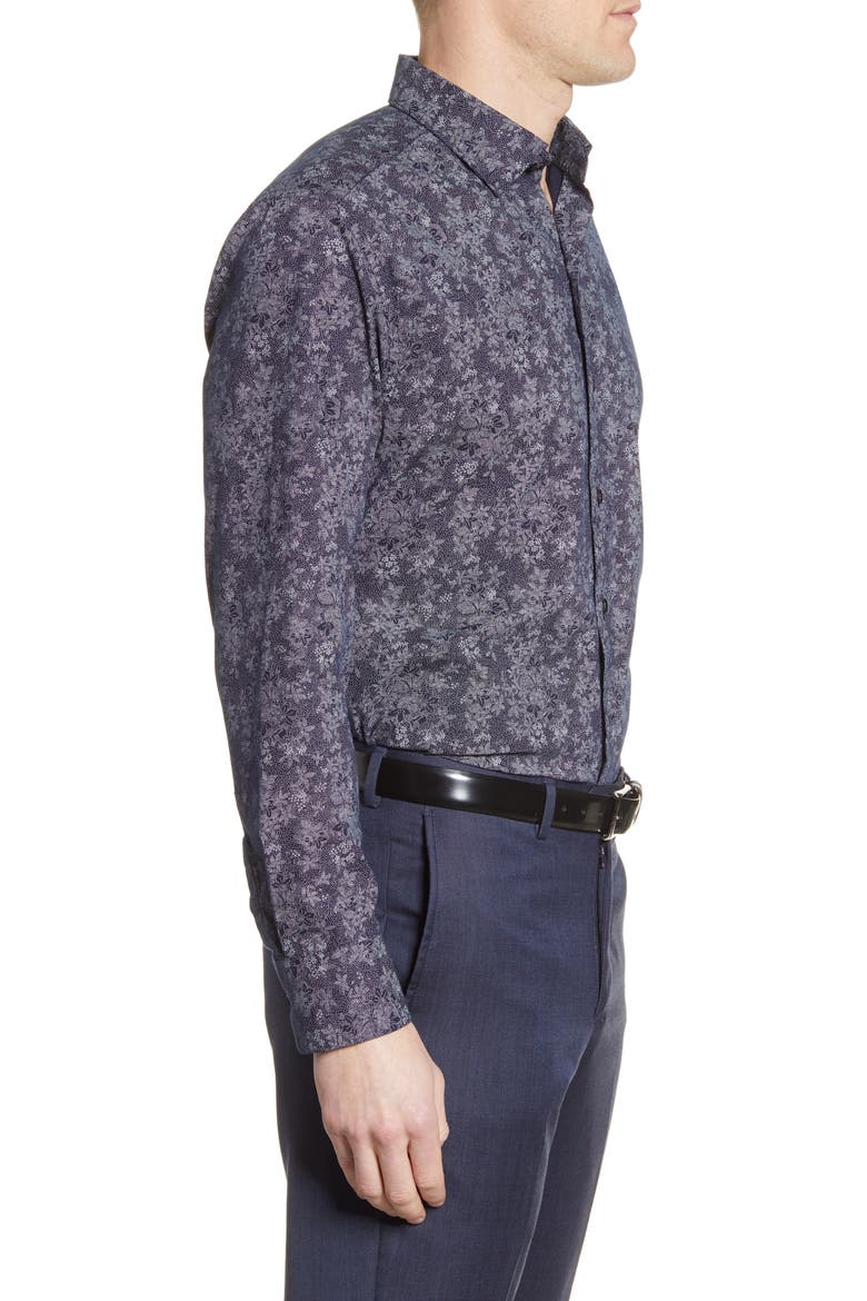 Welpren Floral Button-Up Shirt, Alternate, color, BLACK