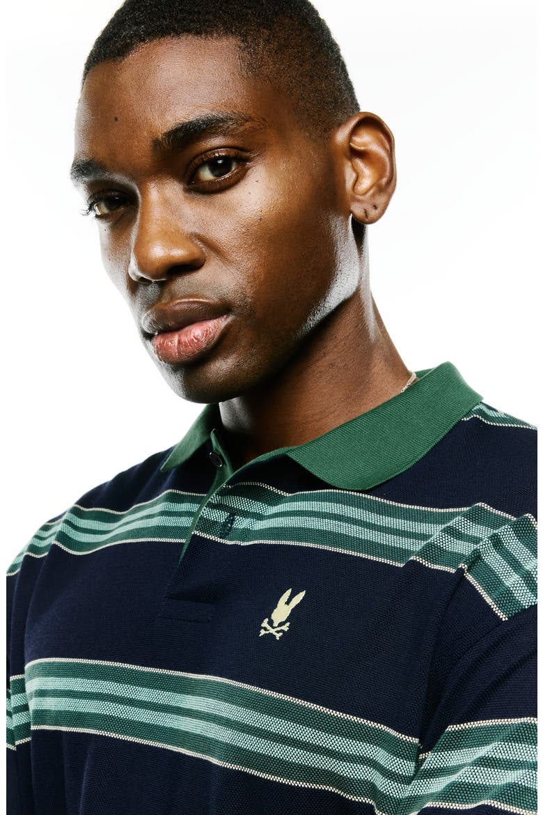 Drew Stripe Long SleevePiqué Polo, Alternate, color, BARITONE B