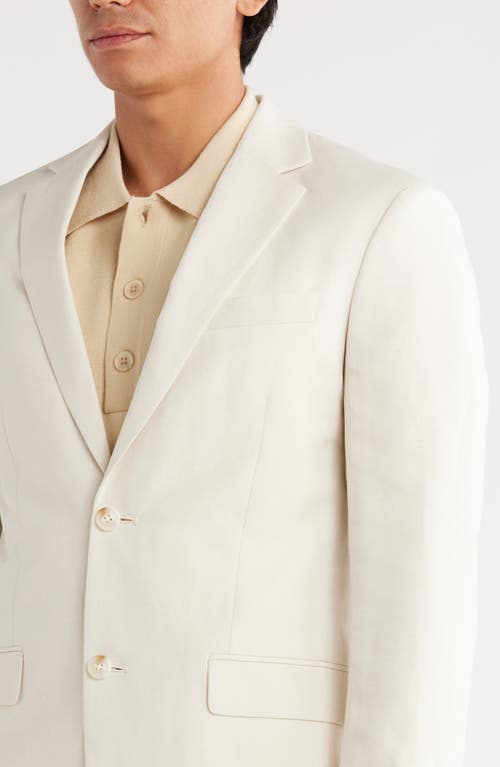 Open Edit Slim Fit Solid Linen Blend Sport Coat In White