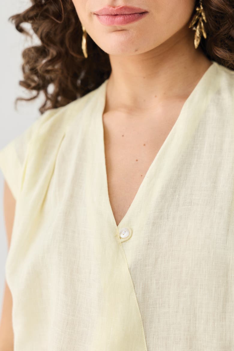 V-Neck Overlap Top, Alternate, color, Butter Lemon