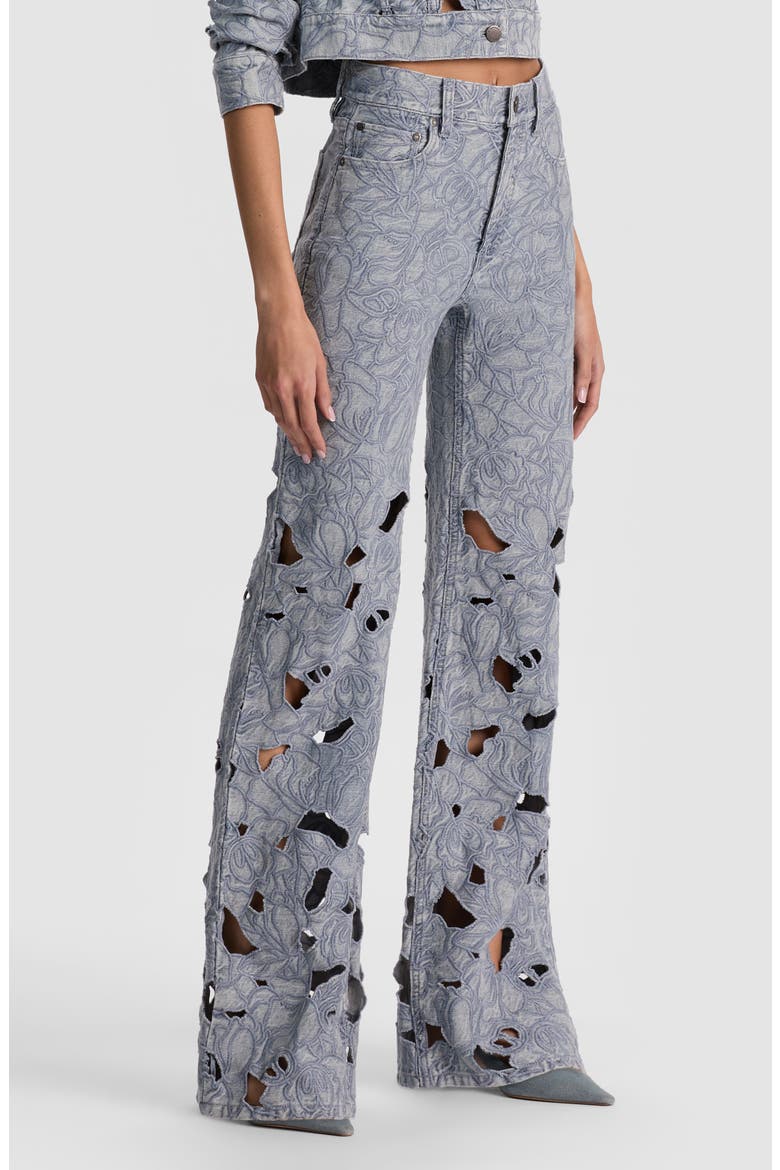 Chic High Waist Embroidered Eyelet Jeans, Alternate, color, ROCKSTAR BLUE