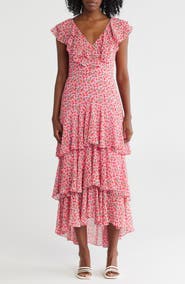 WAYF Floral Ruffle Tiered Dress