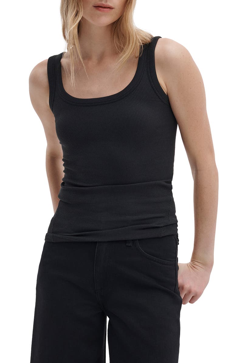 rag & bone The Essential Rib Cotton U-Neck Tank, Main, color, Black
