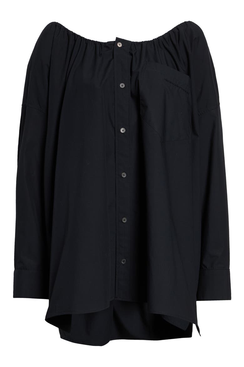 Long Sleeve Cotton Button-Up Shirtdress, Alternate, color, BLACK