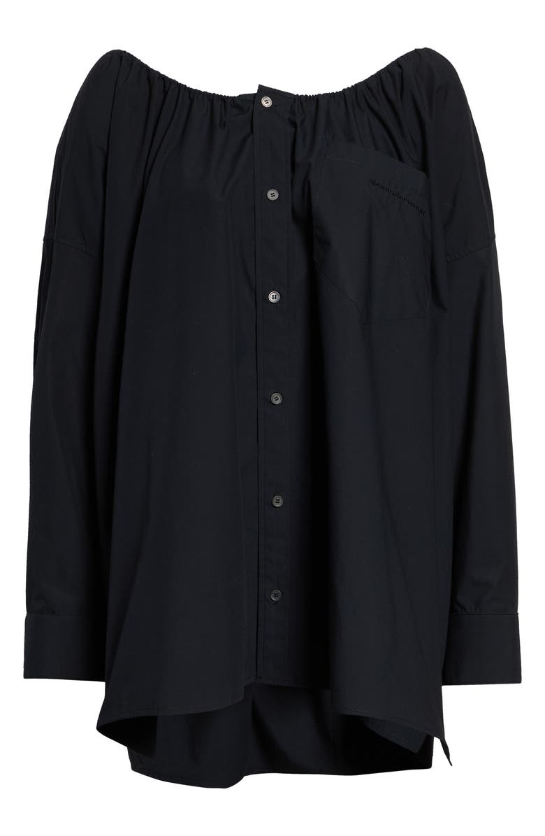 Alexander Wang Long Sleeve Cotton Button-Up Shirtdress, Alternate, color, Black