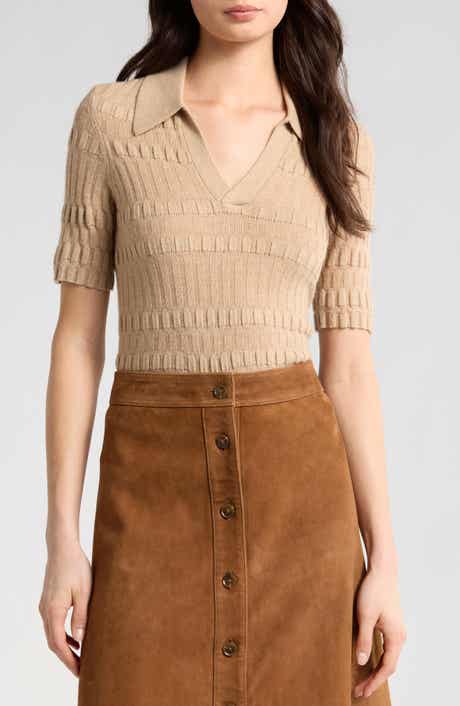 PAIGE Dune Short Sleeve Cashmere & Merino Wool Blend Sweater