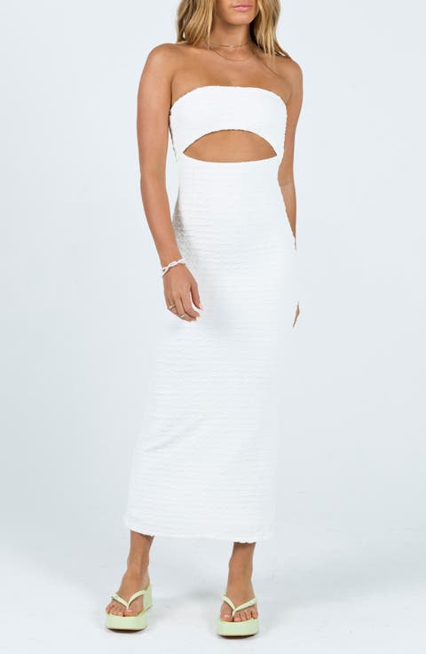 Talena Textured Strapless Midi Dress